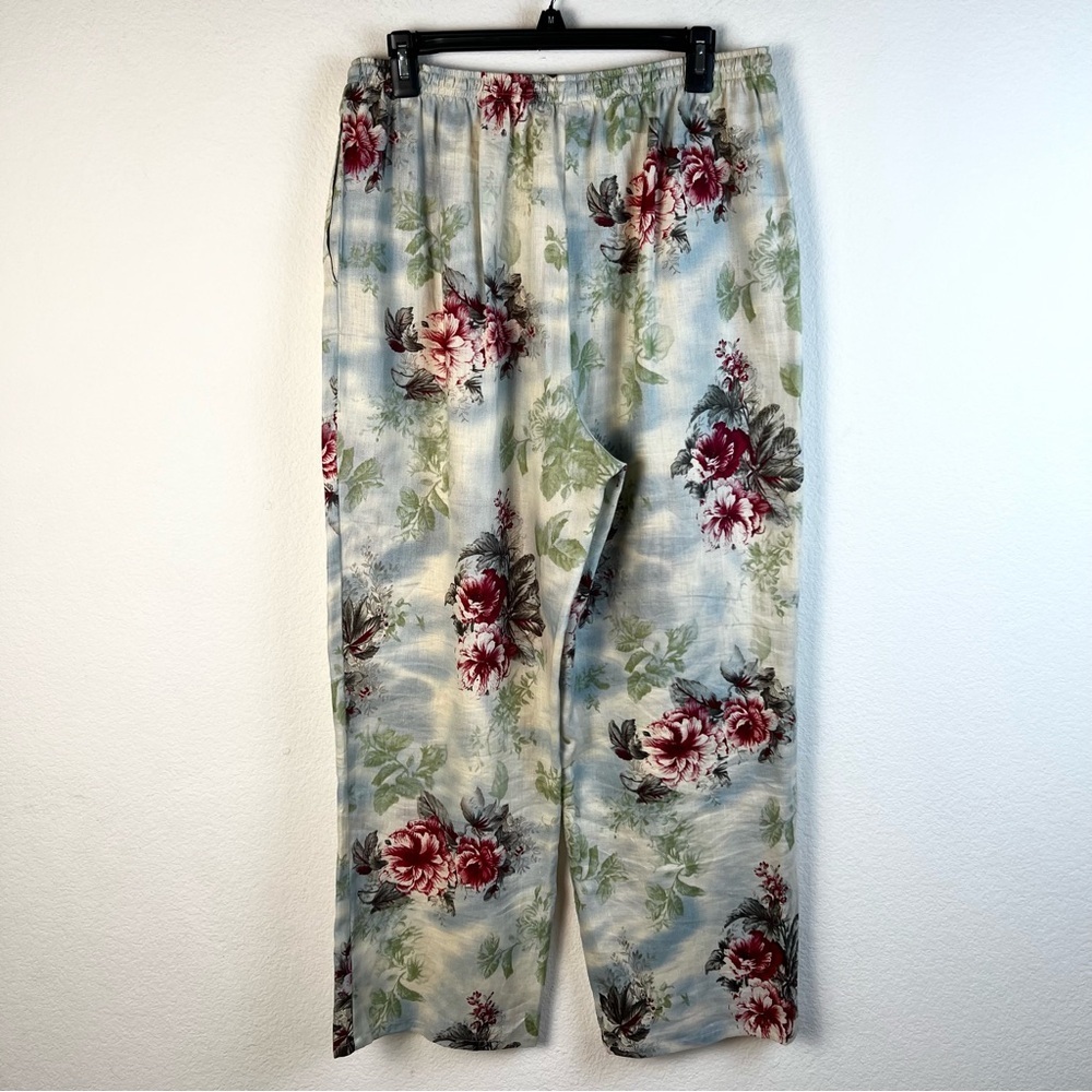 Vintage David Dart 100% Linen Floral Tropical Resortwear Pant Set Large - Picture 10 of 16